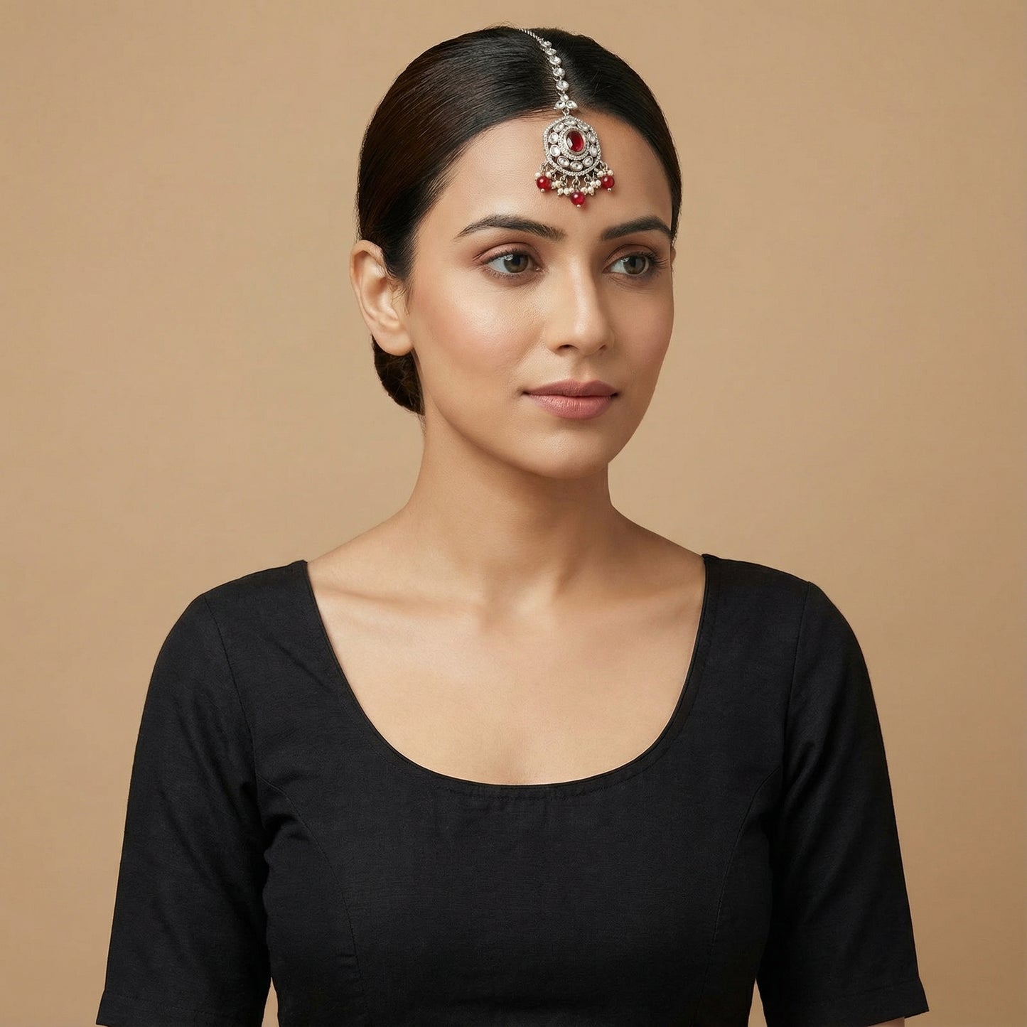 Saffiya Ruby Polki Tikka