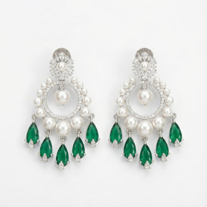 Emerald Halo Drop Earrings