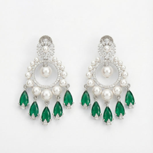 Emerald Halo Drop Earrings