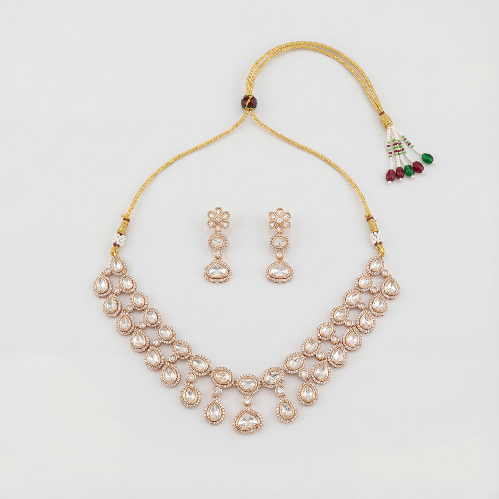 Aarohi Crystal Polki Necklace Set