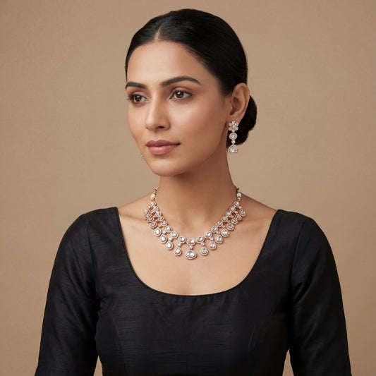 Aarohi Crystal Polki Necklace Set