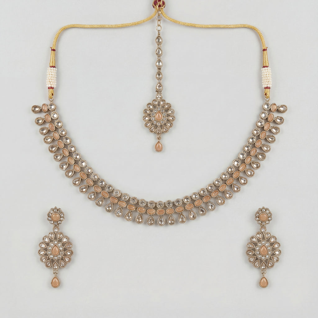 Aarohi Champagne Polki Necklace Set
