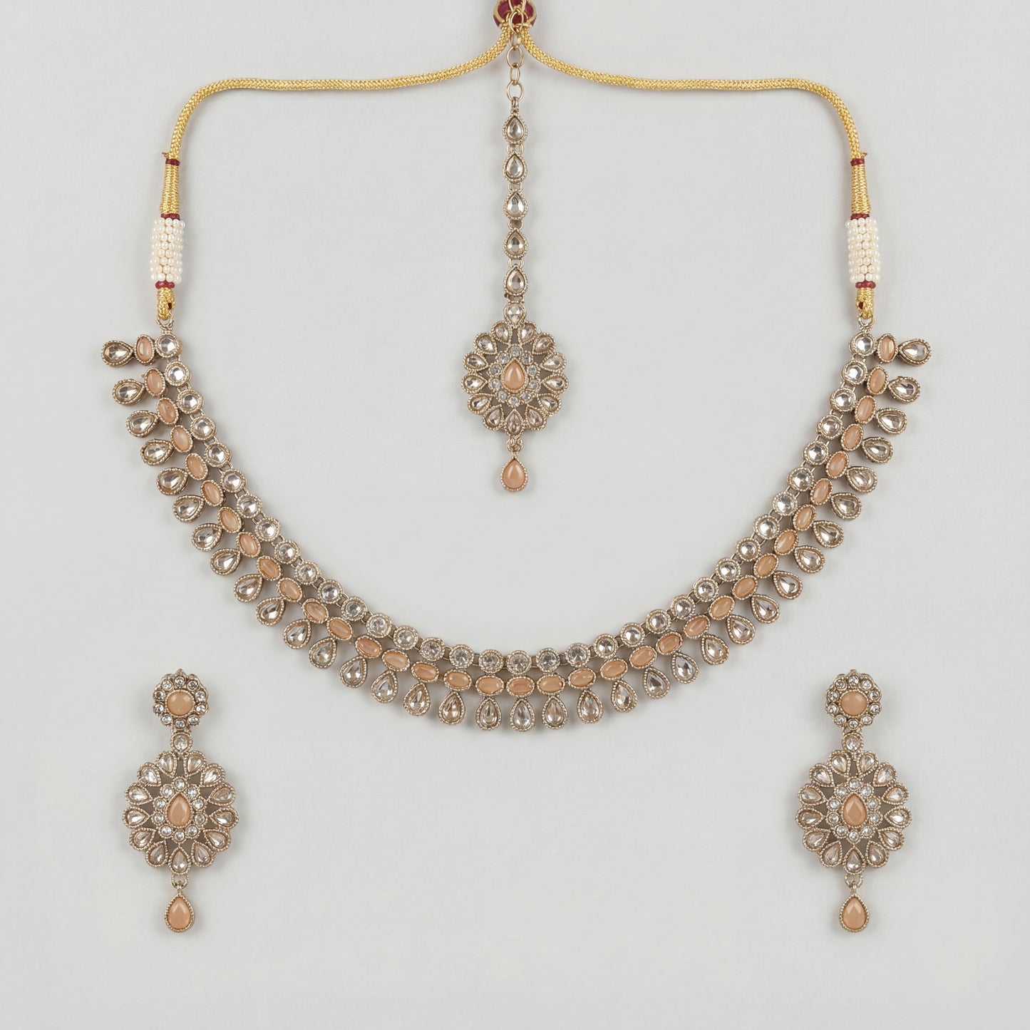 Aarohi Champagne Polki Necklace Set