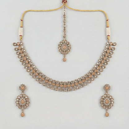 Aarohi Champagne Polki Necklace Set