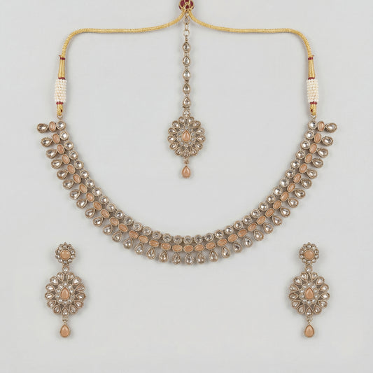 Aarohi Champagne Polki Necklace Set