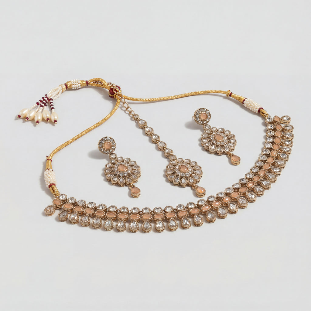 Aarohi Champagne Polki Necklace Set