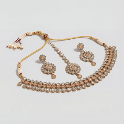 Aarohi Champagne Polki Necklace Set
