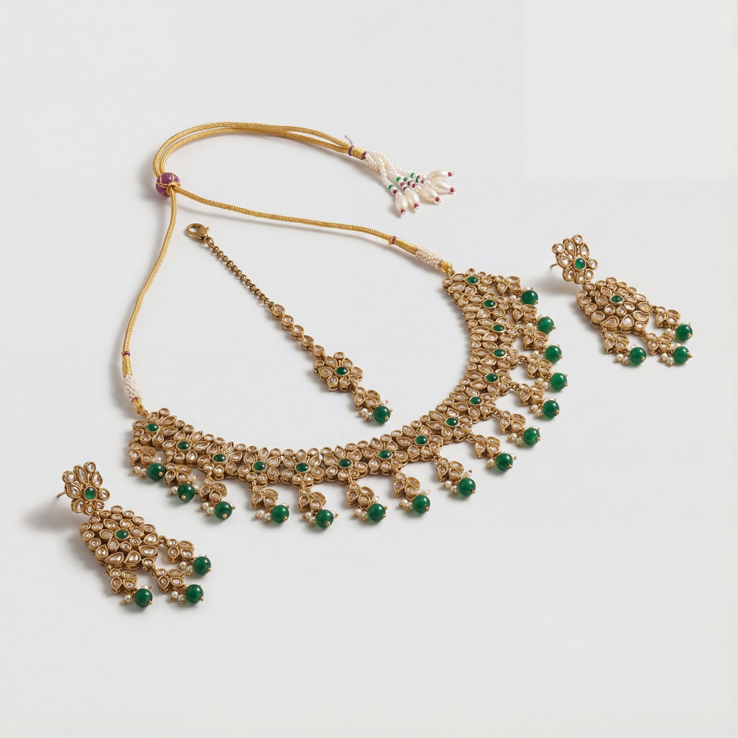 Utsav Emerald Polki Necklace Set