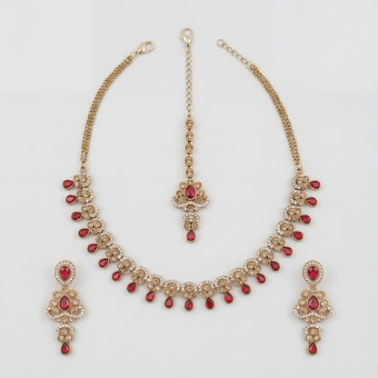 Zeenat Ruby Polki Necklace Set