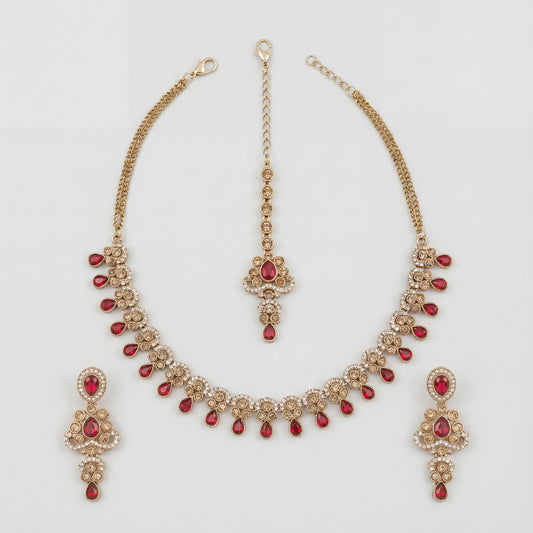 Zeenat Ruby Polki Necklace Set