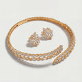 Ivory Vine Necklace Set gold-tone crystal vine collar choker with matching stud earrings on gray background