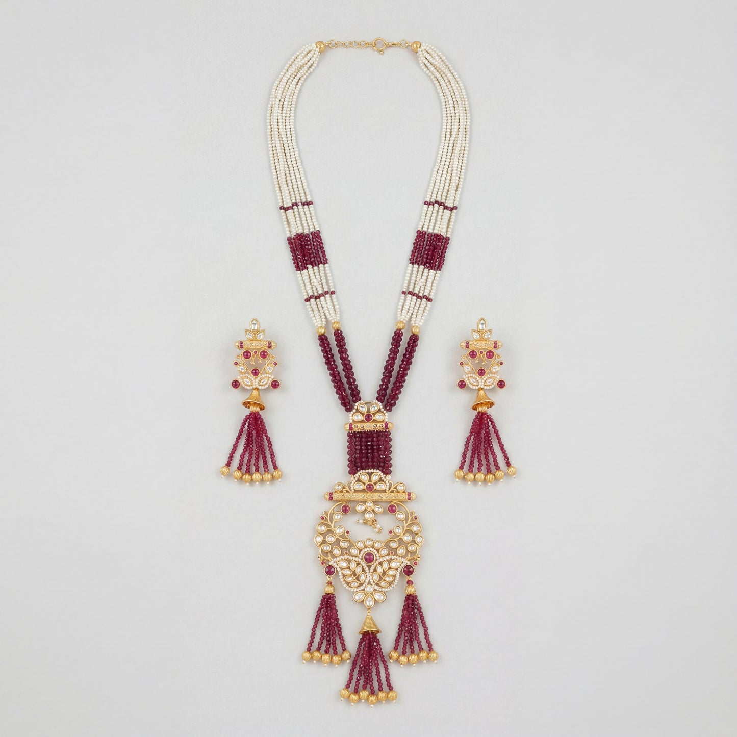 Shahi Ruby Polki Grand Necklace Set