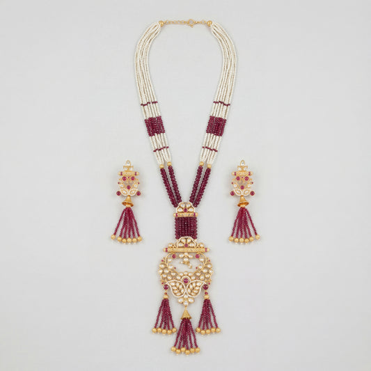 Shahi Ruby Polki Grand Necklace Set
