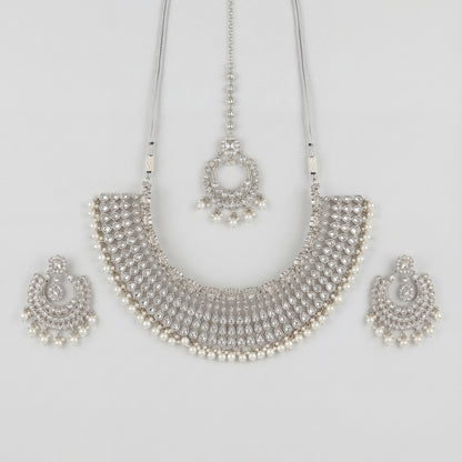 Moonstone Pearl Necklace Choker Set