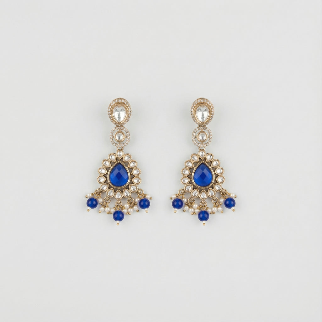 Royal Neelam Pearl Earrings gold-plated statement earrings for Indian bridal and festive wear