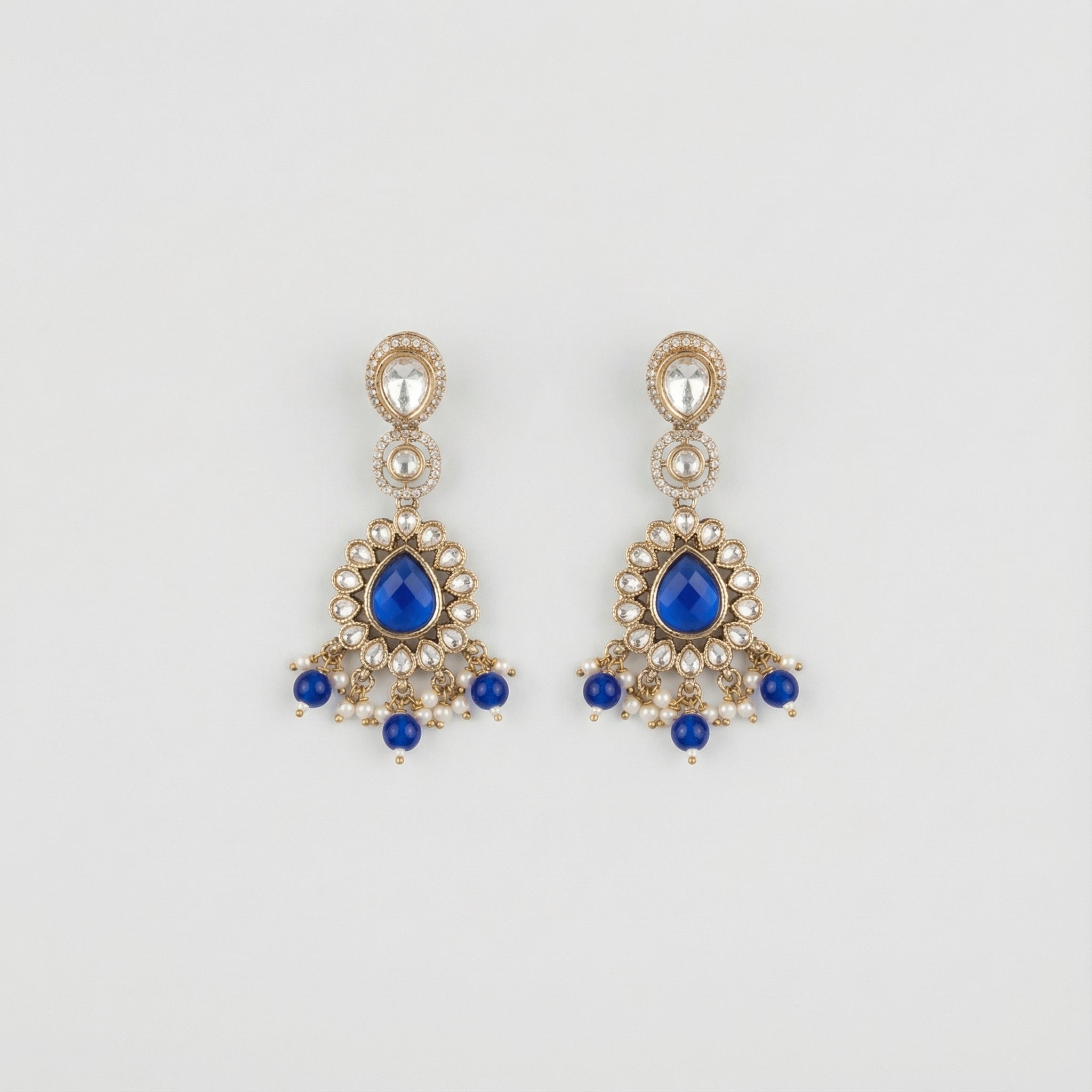 Royal Neelam Pearl Earrings gold-plated statement earrings for Indian bridal and festive wear
