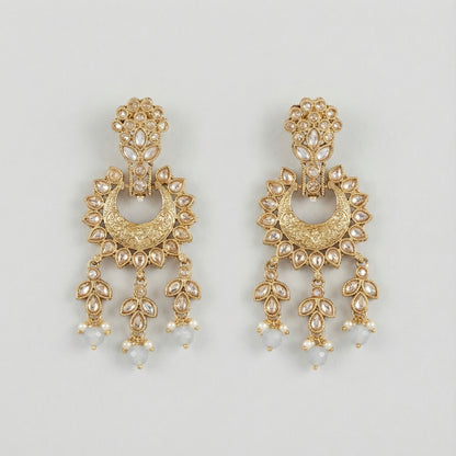 Moonstone Veil Crescent Earrings