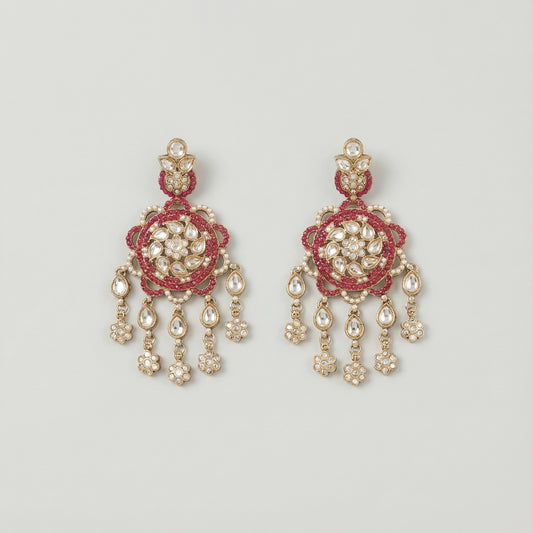 Rani Kundan Cascade Earrings