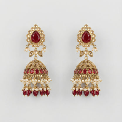 Noor Mahal Ruby Jhumka Earrings