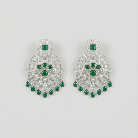 Emerald Chandni Statement Earrings