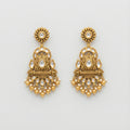 Chandrika Floral Kundan Drops antique gold kundan jhumkas with pearl fringe