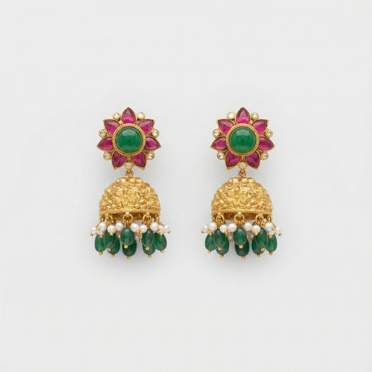 Gulnaar Emerald Dome Jhumkas