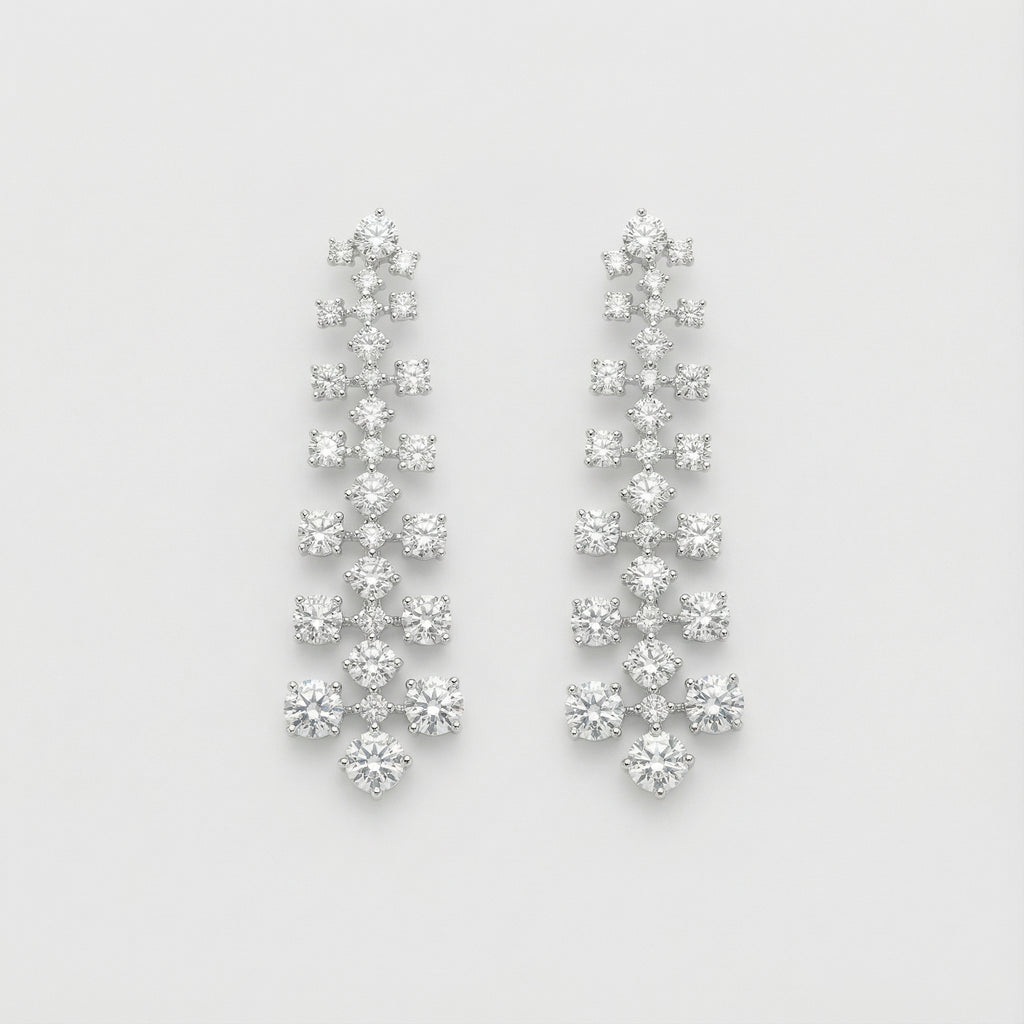 Nova Shine Drop Earrings rhodium-tone graduated crystal chandelier drops on gray background