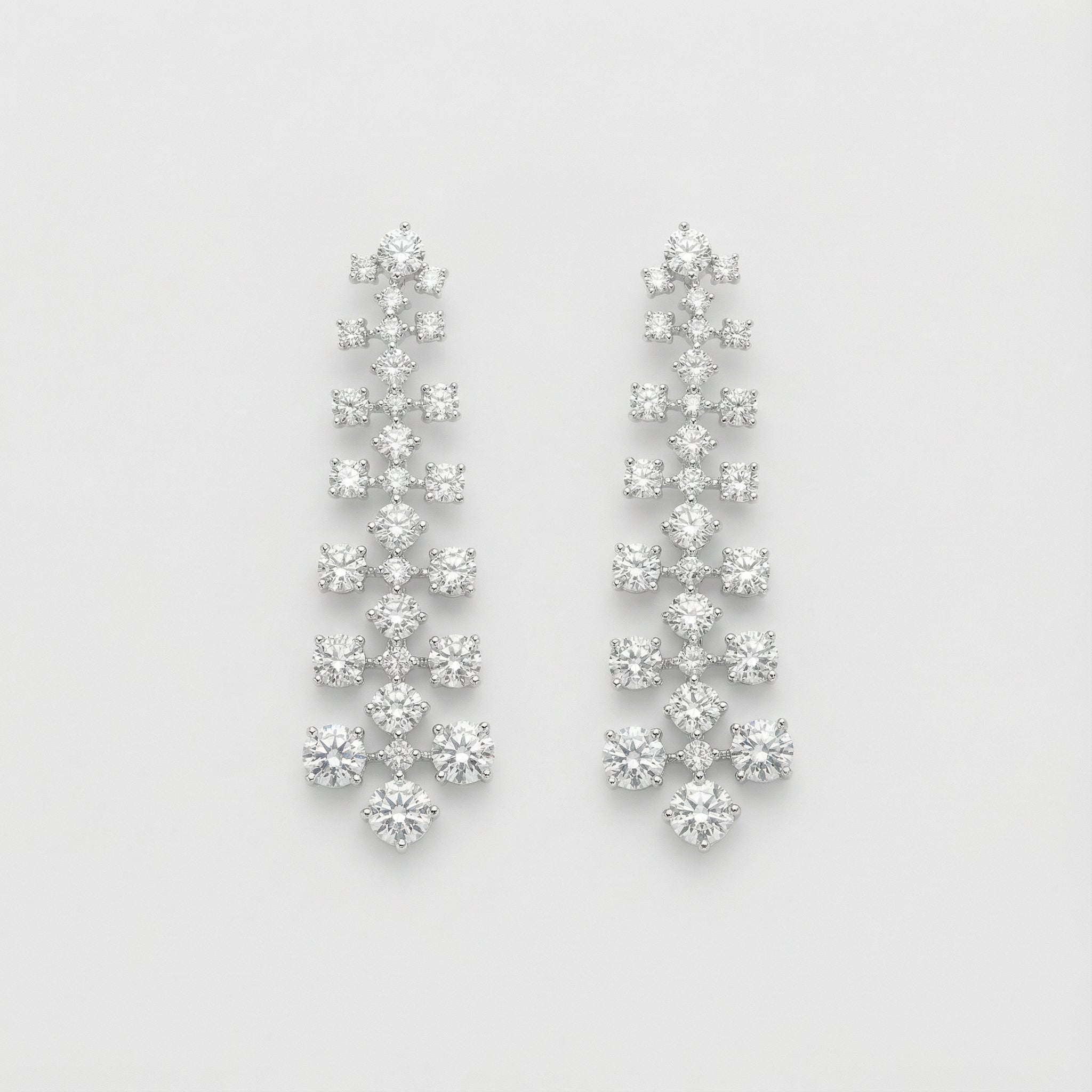 Nova Shine Drop Earrings rhodium-tone graduated crystal chandelier drops on gray background