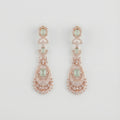 Mint Aurora Rose-Gold Earrings rose-gold mint rectangular tiered drops with marquise accents