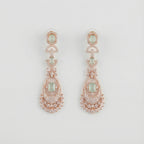 Mint Aurora Rose-Gold Earrings rose-gold mint rectangular tiered drops with marquise accents
