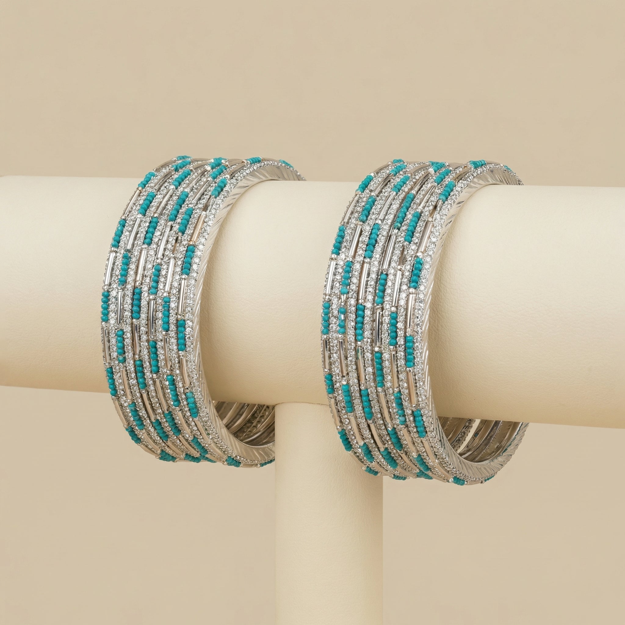 Aqua Glimmer Bangles - Set of 8