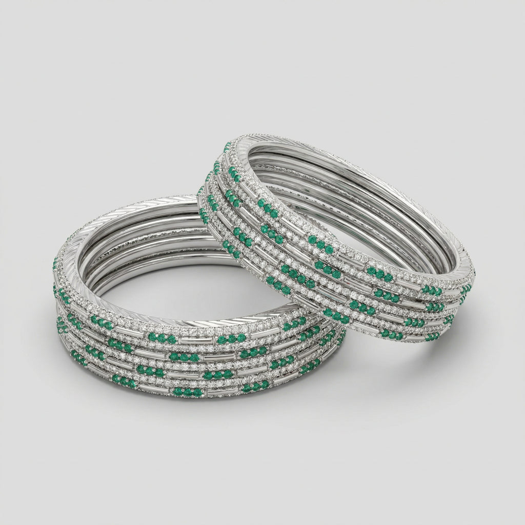 Aqua Glimmer Bangles - Set of 8