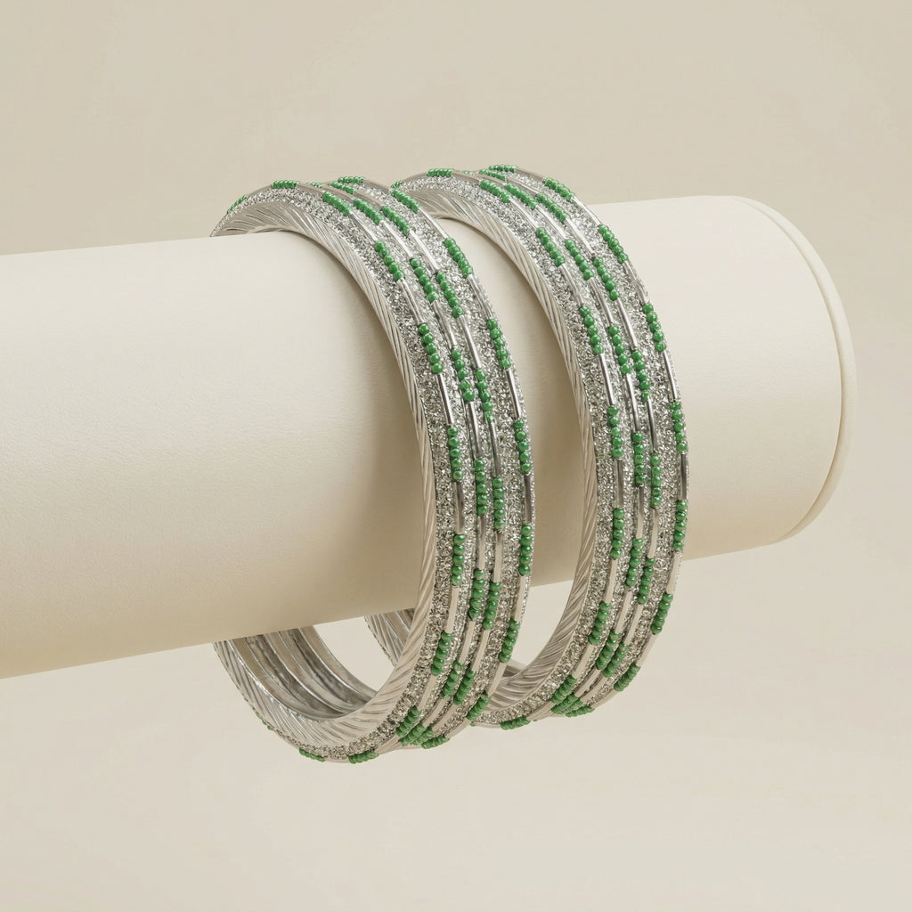 Emerald Shimmer Bangles - Set of 8