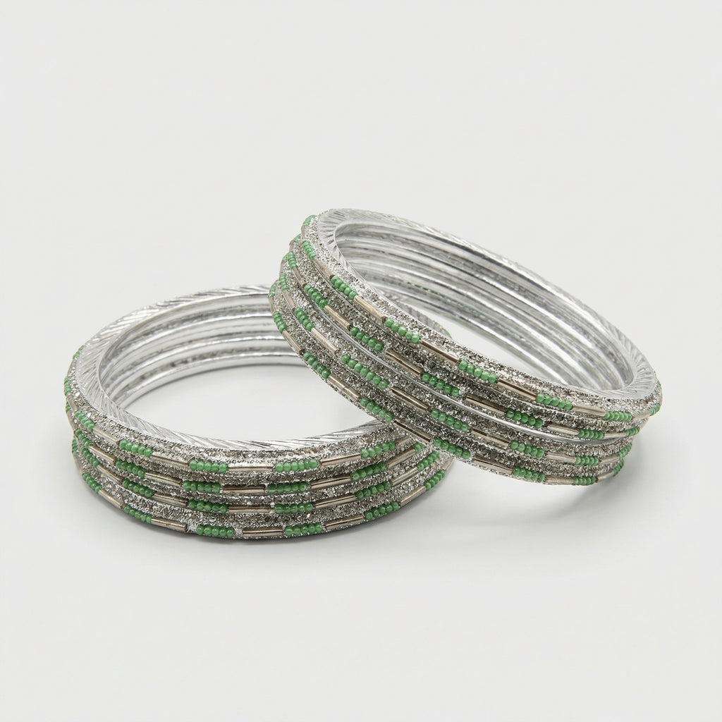 Emerald Shimmer Bangles - Set of 8