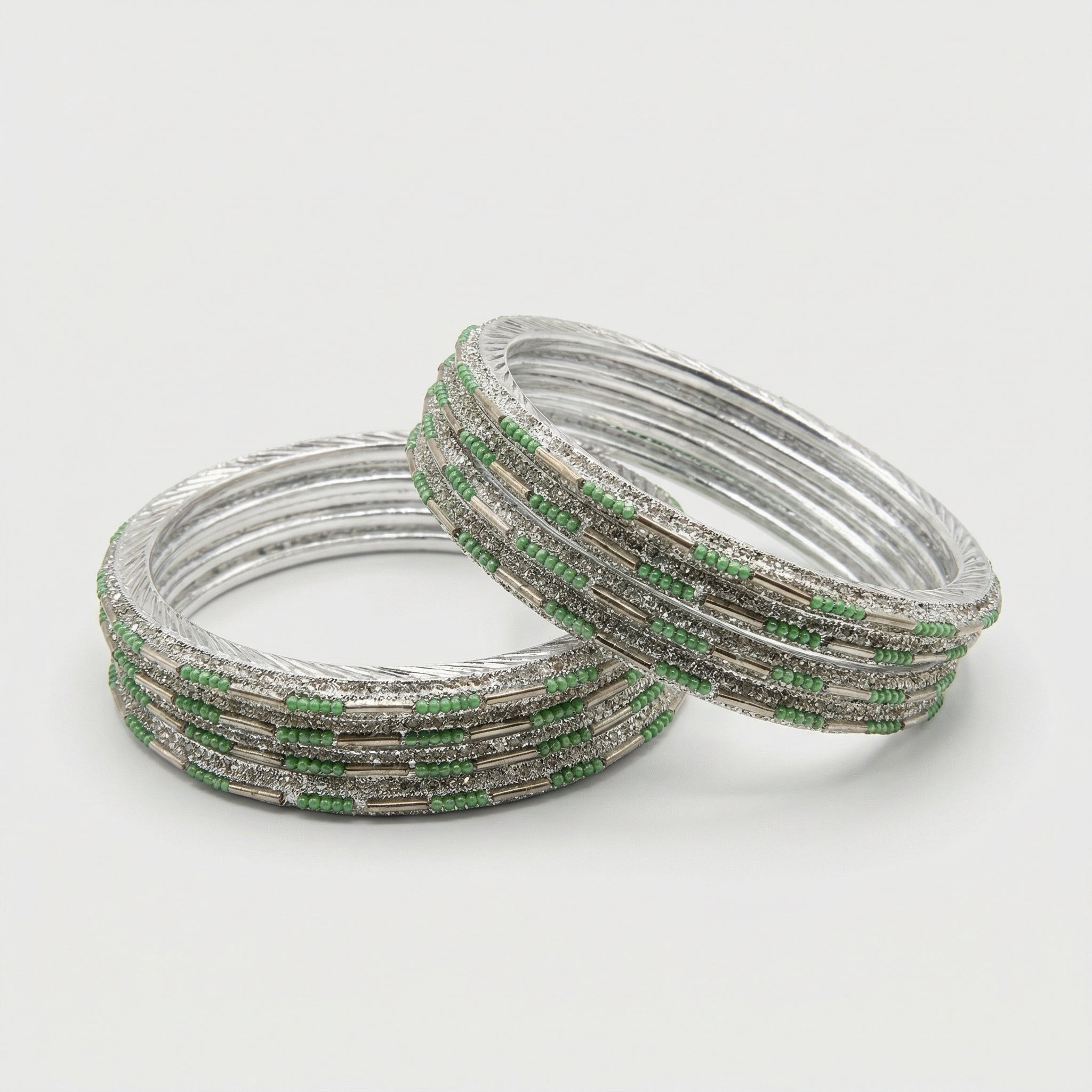 Emerald Shimmer Bangles - Set of 8
