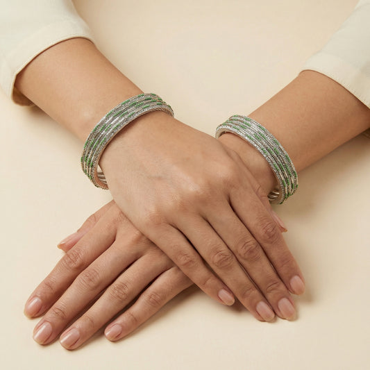 Emerald Shimmer Bangles - Set of 8