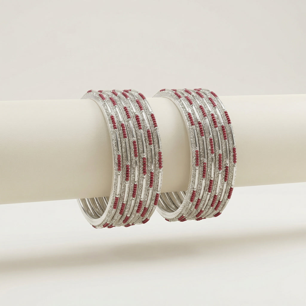 Sparkling Ruby Bangles - Set of 8