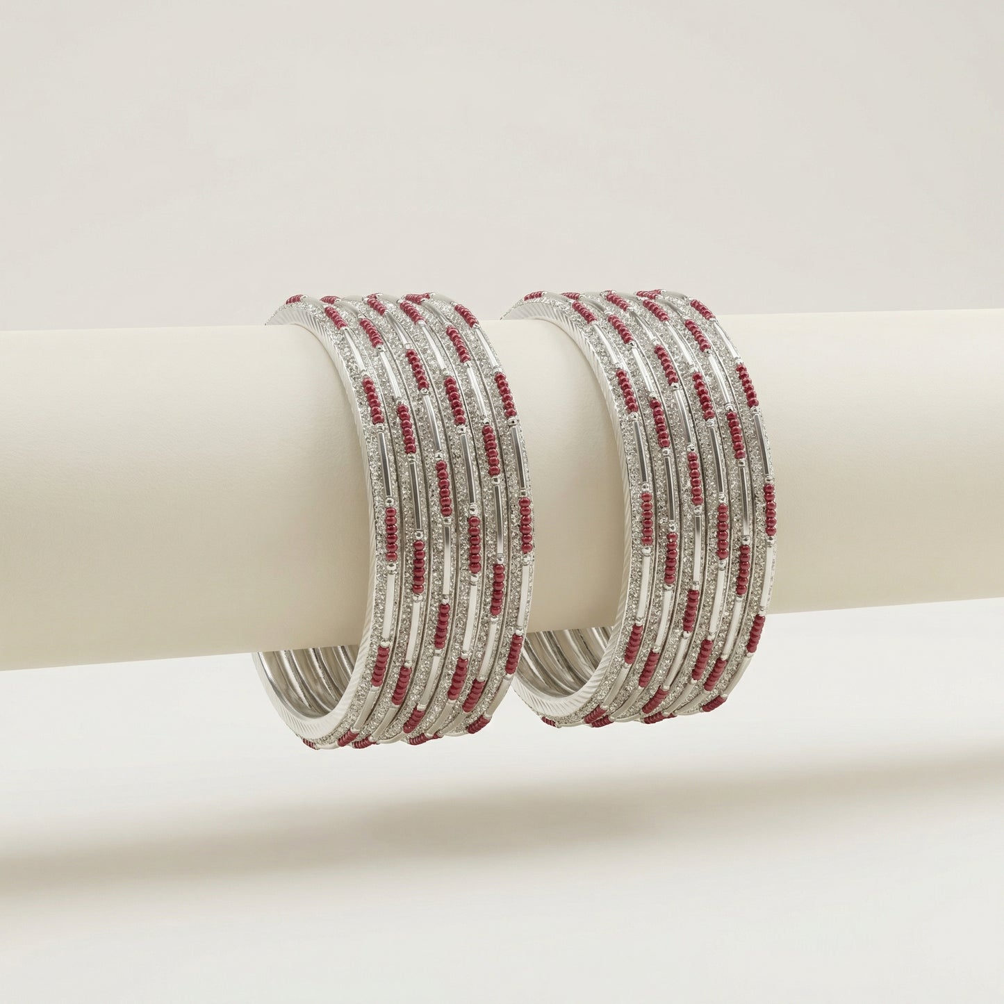 Sparkling Ruby Bangles - Set of 8