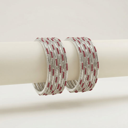 Sparkling Ruby Bangles - Set of 8