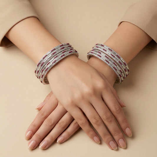 Sparkling Ruby Bangles - Set of 8