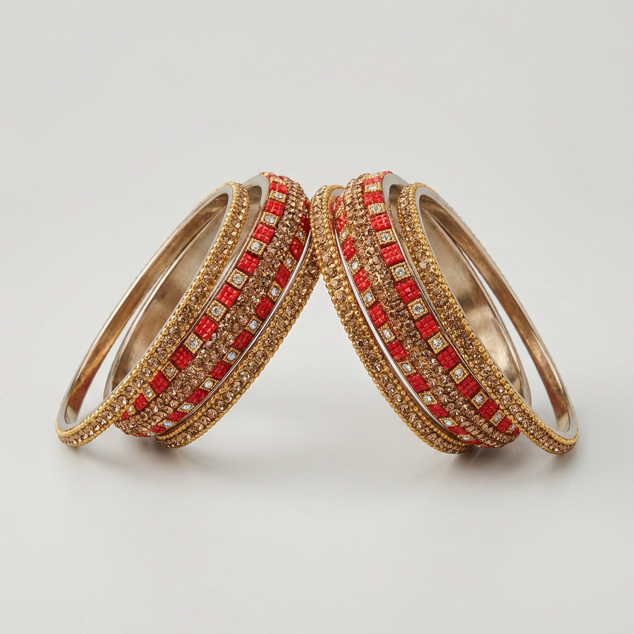 Crimson Jewel Bangles - Set of 6