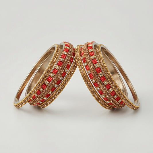 Crimson Jewel Bangles - Set of 6