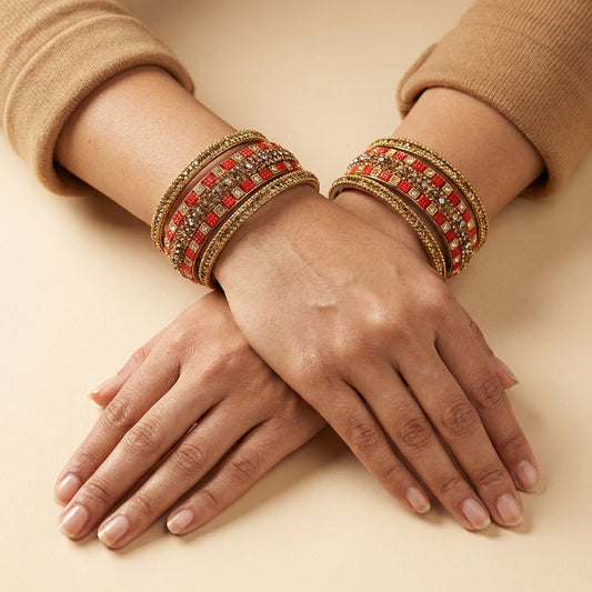 Crimson Jewel Bangles - Set of 6