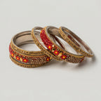 Crimson Daisy Bangles - Set of 6