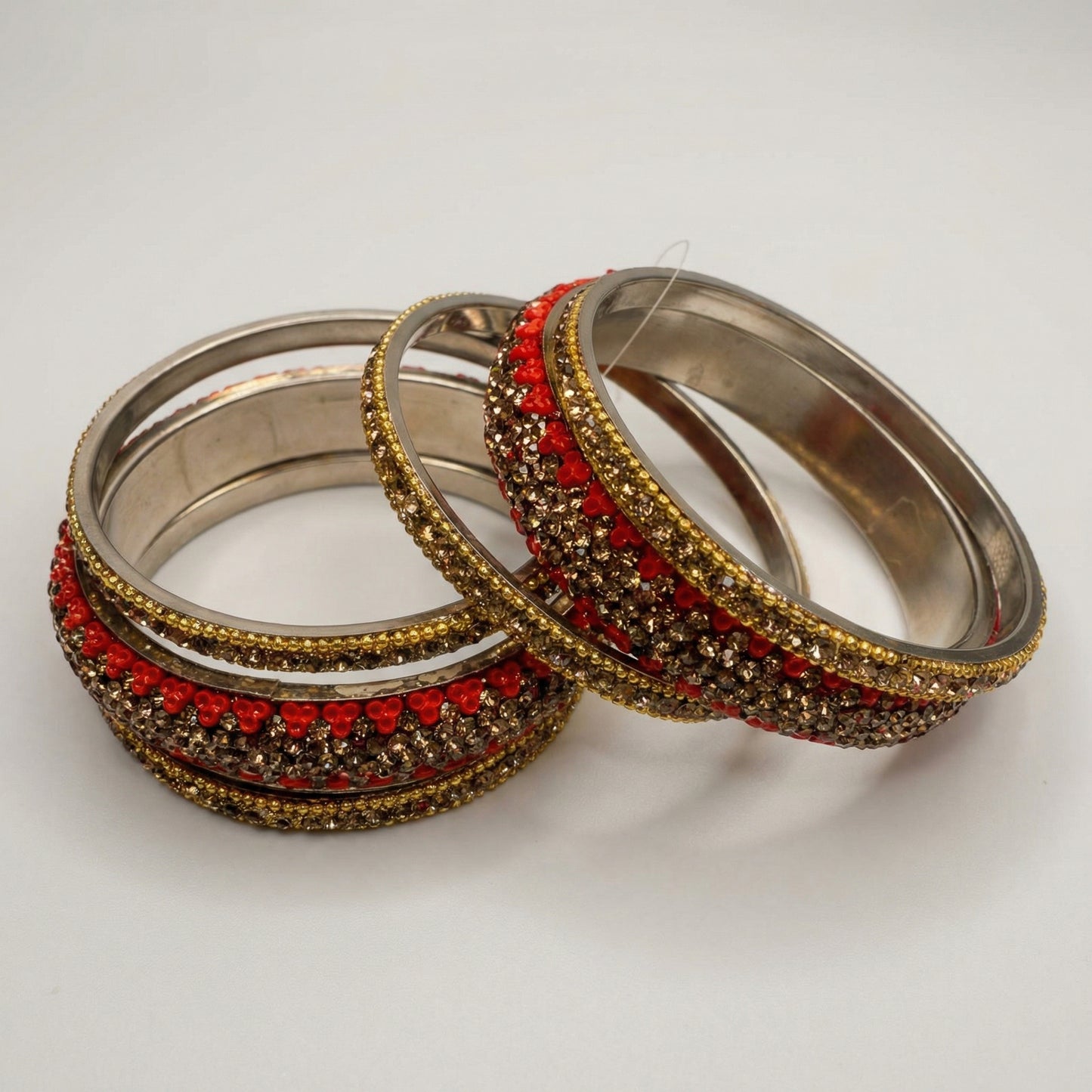 Gilded Coral Bangles - Set of 6