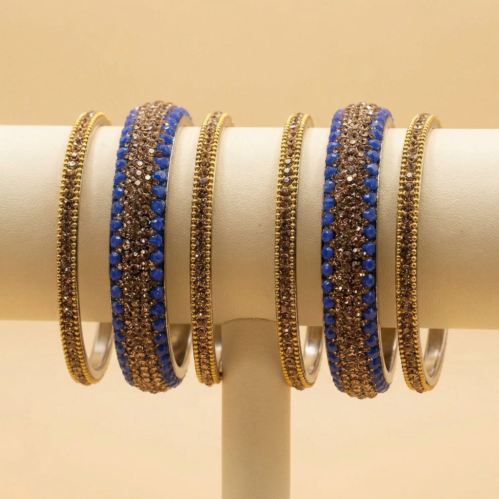 Regal Blue Bronze Bangles - Set of 6