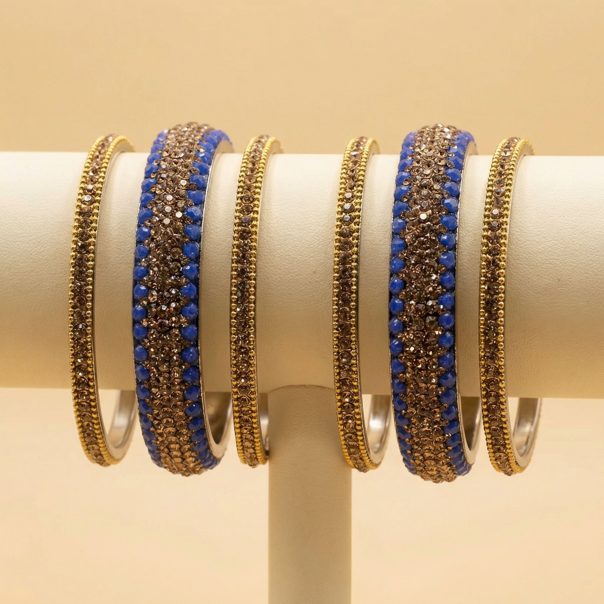Regal Blue Bronze Bangles - Set of 6