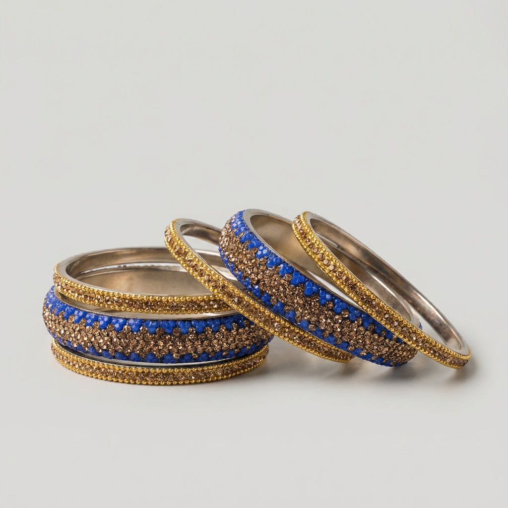 Regal Blue Bronze Bangles - Set of 6