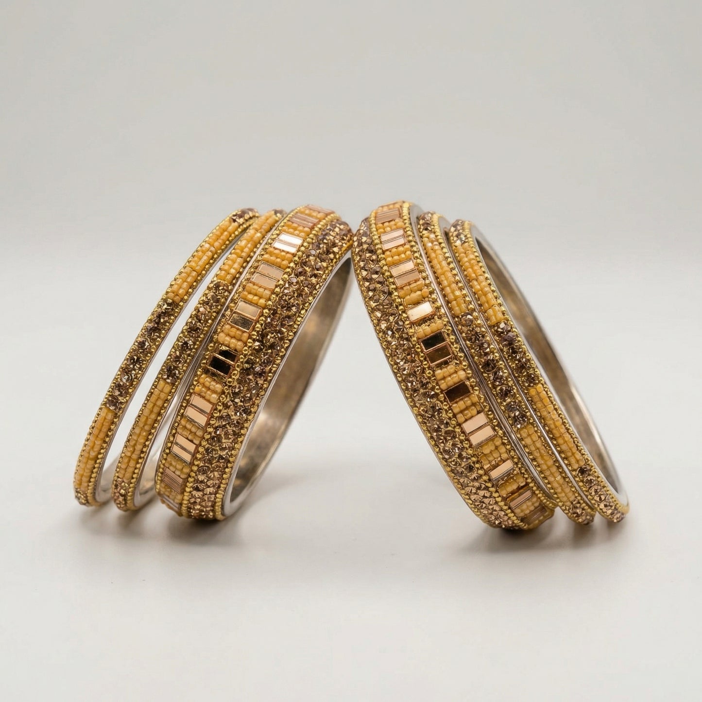 Antique Gold Embellished Bangles - Set of 6