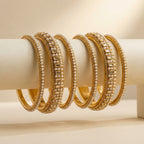 Luxe Pearl Kundan Bangles - Set of 6